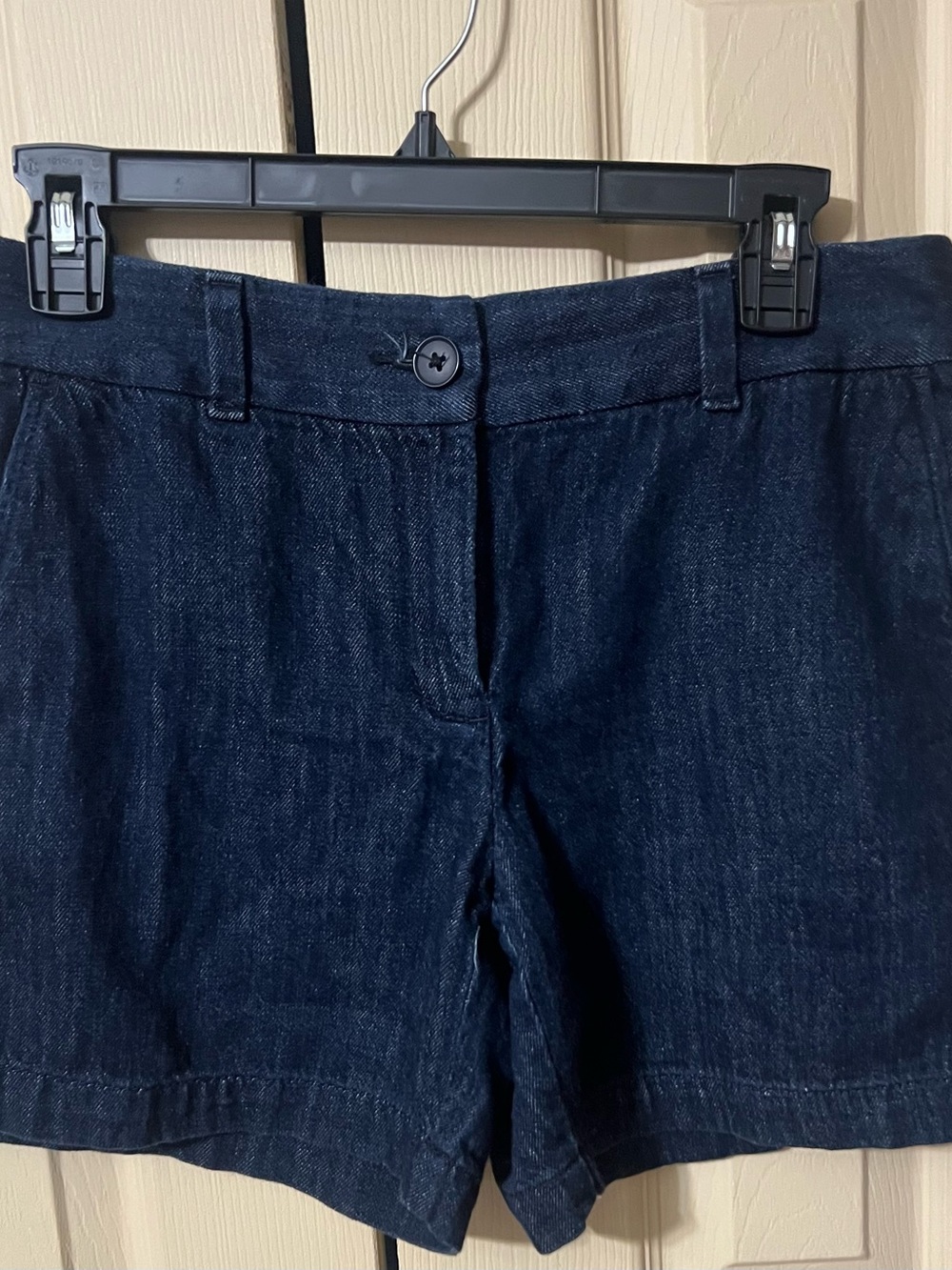 LOFT Dark Indigo Jean Shorts with Button Front